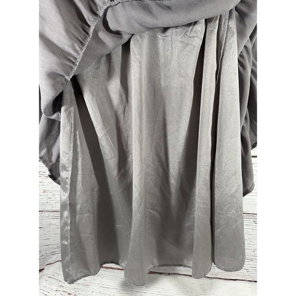 Joteisy Babydoll Dress Size Medium Gray Ruffle Short Sleeves Lined Keyhole Back - Picture 6 of 13